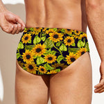 Hand Drawn Sunflower Pattern Print Men's Swim Briefs