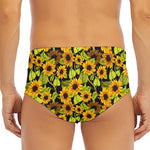 Hand Drawn Sunflower Pattern Print Men's Triangle Swim Briefs