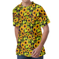 Hand Drawn Sunflower Pattern Print Men's Velvet T-Shirt