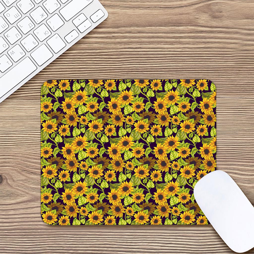 Hand Drawn Sunflower Pattern Print Mouse Pad