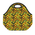 Hand Drawn Sunflower Pattern Print Neoprene Lunch Bag