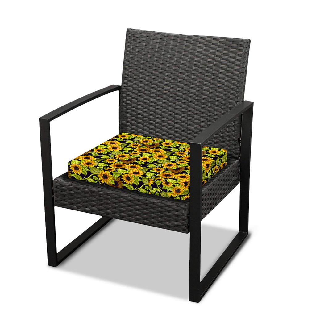 Hand Drawn Sunflower Pattern Print Outdoor Seat Cushion Cover