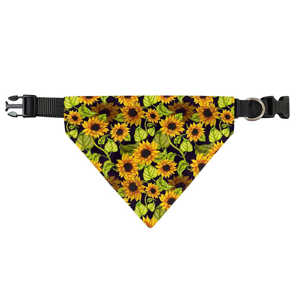 Hand Drawn Sunflower Pattern Print Over The Collar Dog Bandana