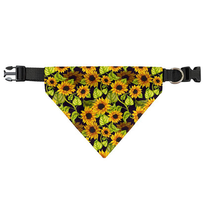 Hand Drawn Sunflower Pattern Print Over The Collar Dog Bandana