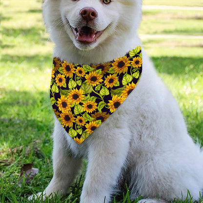 Hand Drawn Sunflower Pattern Print Over The Collar Dog Bandana
