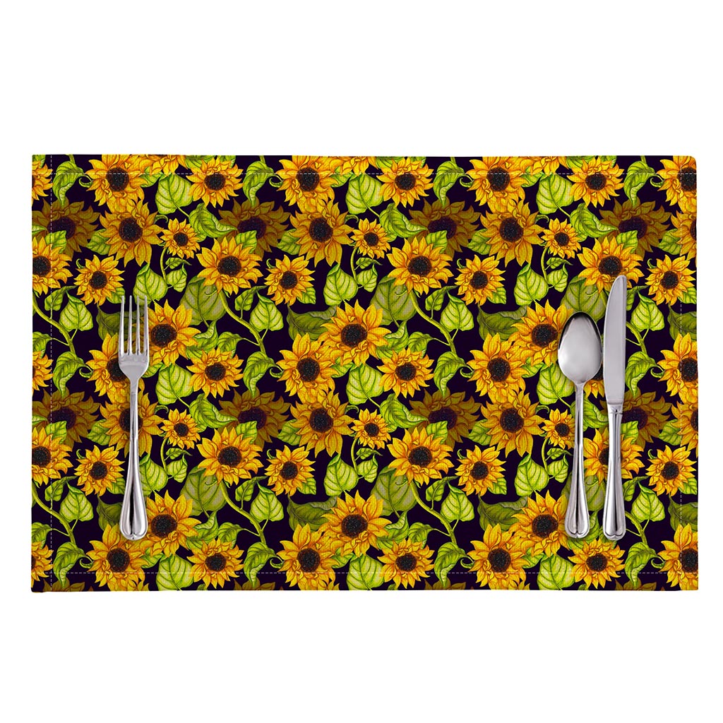 Hand Drawn Sunflower Pattern Print Placemat