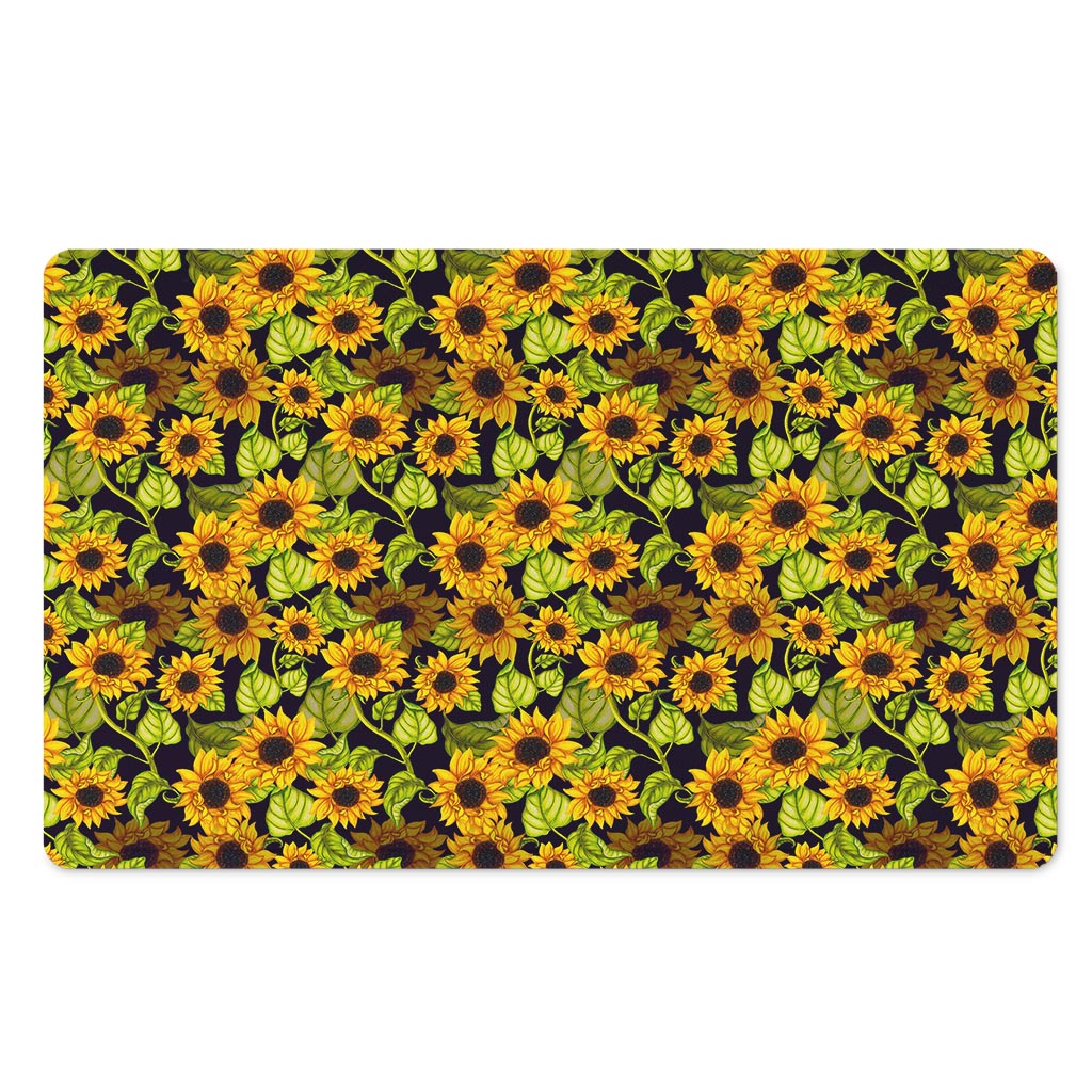 Hand Drawn Sunflower Pattern Print Polyester Doormat