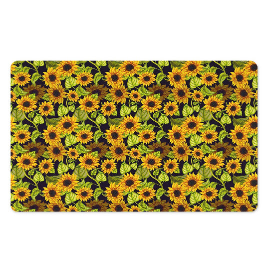 Hand Drawn Sunflower Pattern Print Polyester Doormat
