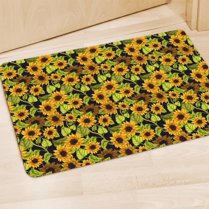 Hand Drawn Sunflower Pattern Print Polyester Doormat