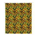 Hand Drawn Sunflower Pattern Print Polyester Shower Curtain
