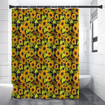 Hand Drawn Sunflower Pattern Print Premium Shower Curtain