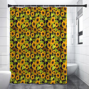 Hand Drawn Sunflower Pattern Print Premium Shower Curtain