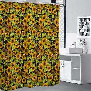 Hand Drawn Sunflower Pattern Print Premium Shower Curtain