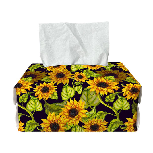 Hand Drawn Sunflower Pattern Print Rectangle Tissue Box Cover