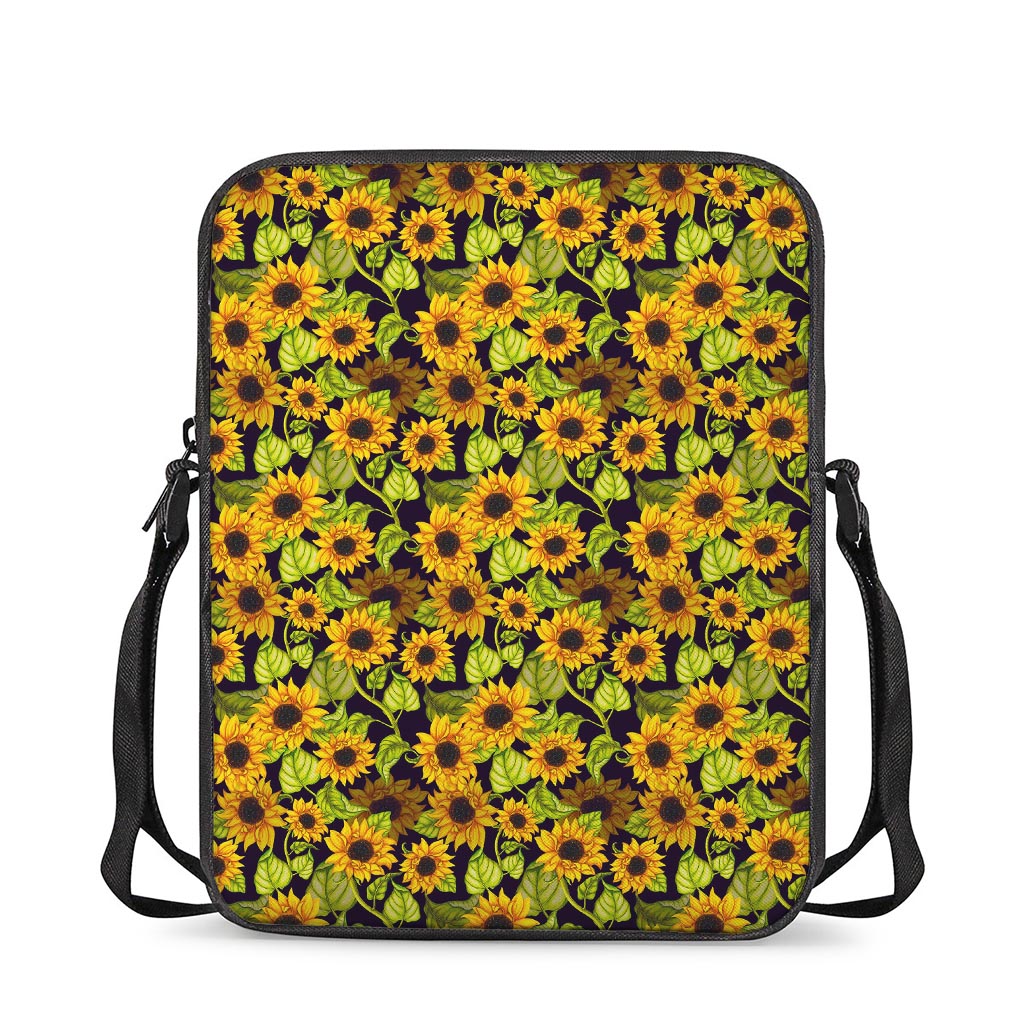 Hand Drawn Sunflower Pattern Print Rectangular Crossbody Bag