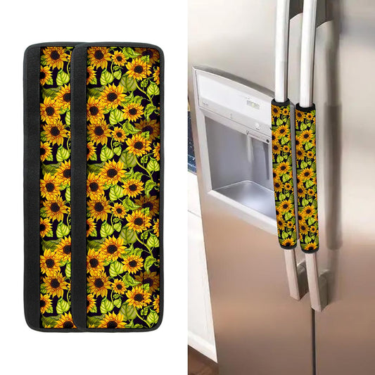 Hand Drawn Sunflower Pattern Print Refrigerator Handle Covers