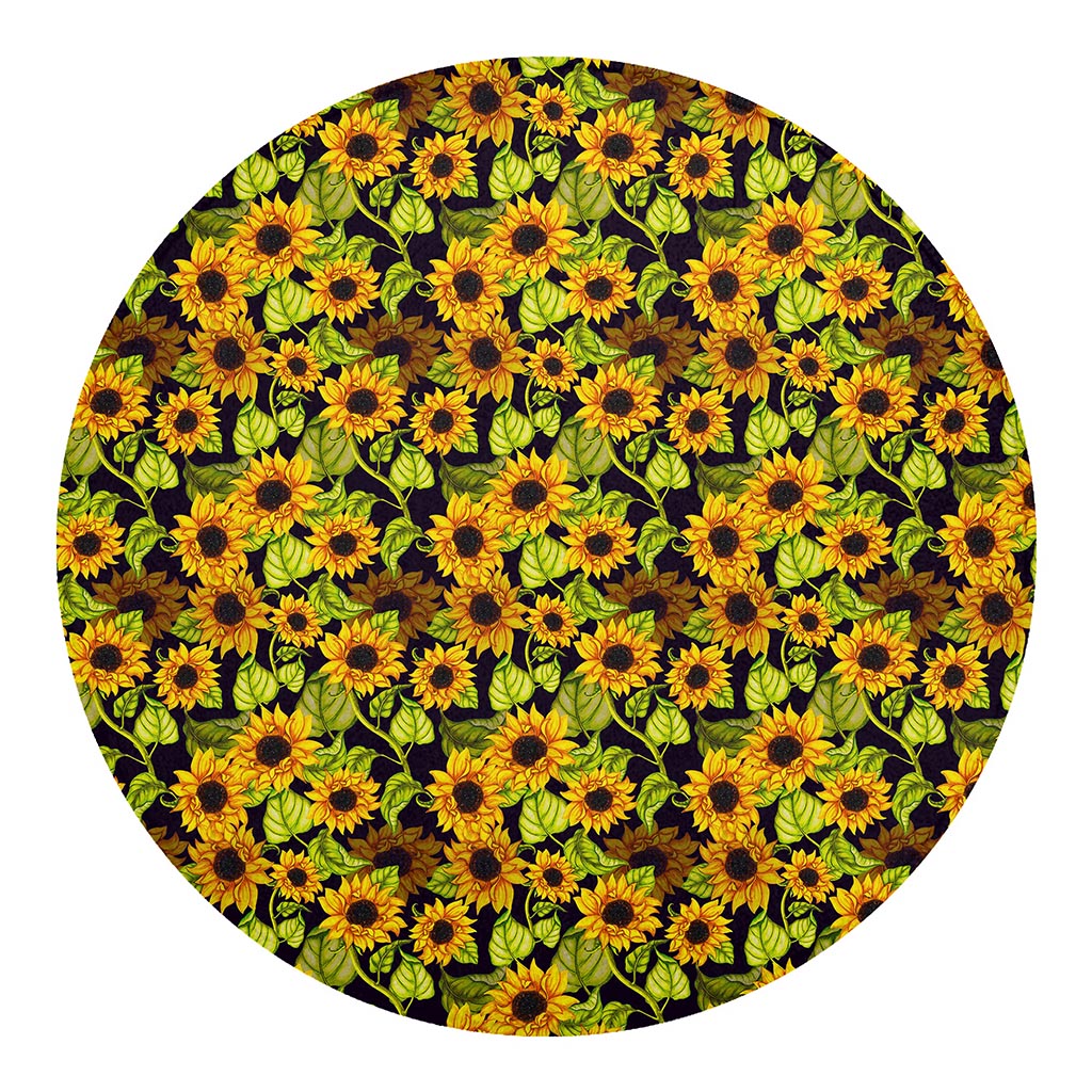 Hand Drawn Sunflower Pattern Print Round Blanket