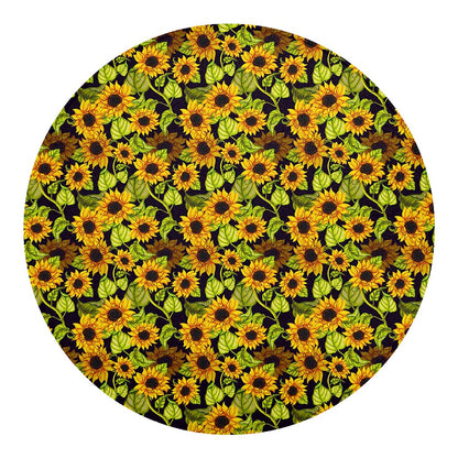 Hand Drawn Sunflower Pattern Print Round Blanket