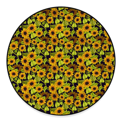 Hand Drawn Sunflower Pattern Print Round Floor Mat