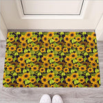 Hand Drawn Sunflower Pattern Print Rubber Doormat