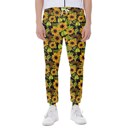 Hand Drawn Sunflower Pattern Print Scuba Joggers