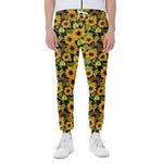 Hand Drawn Sunflower Pattern Print Scuba Joggers