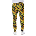 Hand Drawn Sunflower Pattern Print Scuba Joggers