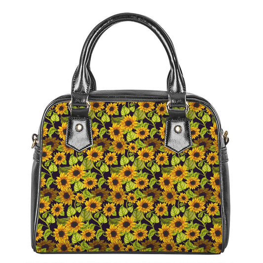 Hand Drawn Sunflower Pattern Print Shoulder Handbag
