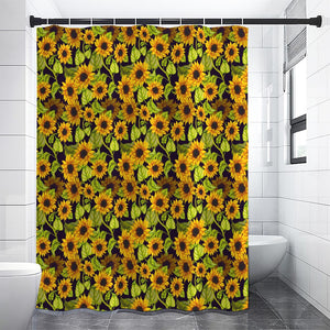 Hand Drawn Sunflower Pattern Print Shower Curtain