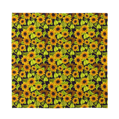 Hand Drawn Sunflower Pattern Print Silk Bandana