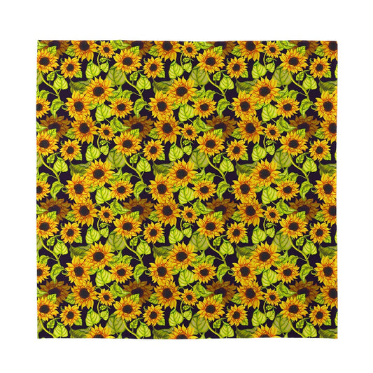 Hand Drawn Sunflower Pattern Print Silk Bandana