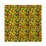 Hand Drawn Sunflower Pattern Print Silk Bandana