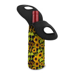 Hand Drawn Sunflower Pattern Print Single Neoprene Wine Tote
