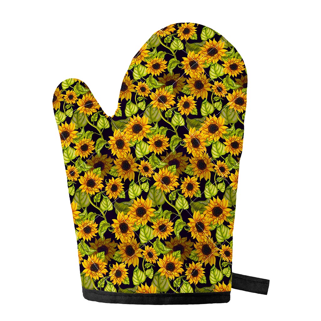 Hand Drawn Sunflower Pattern Print Single Oven Mitt