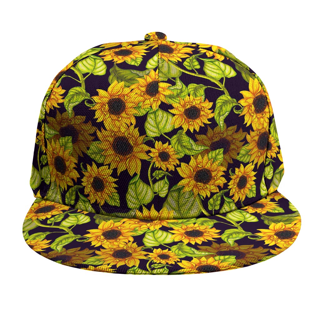 Hand Drawn Sunflower Pattern Print Snapback Cap