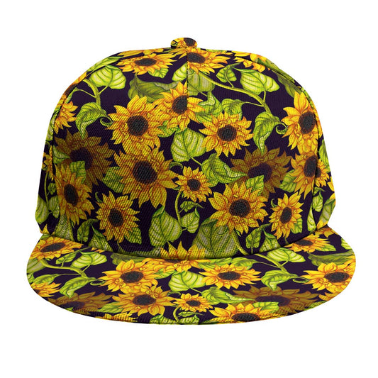 Hand Drawn Sunflower Pattern Print Snapback Cap