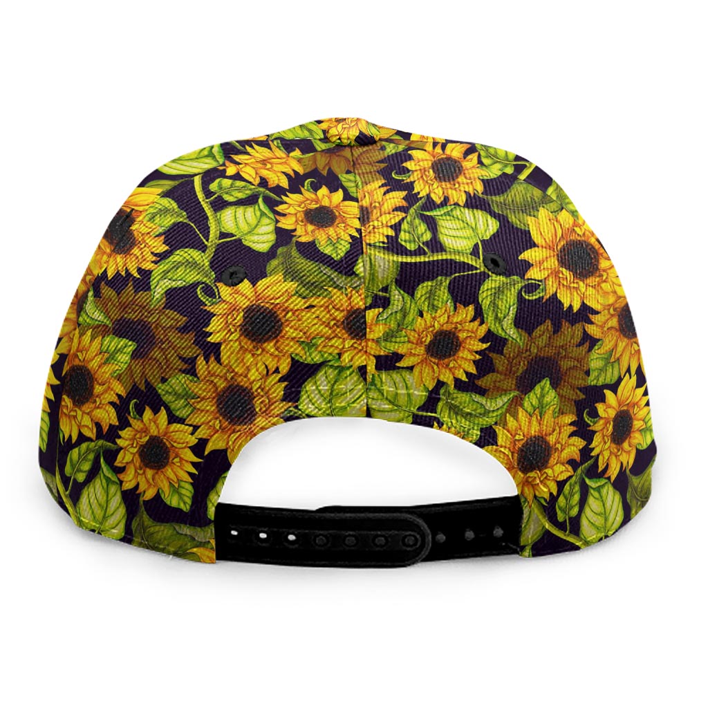 Hand Drawn Sunflower Pattern Print Snapback Cap