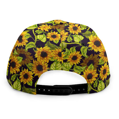 Hand Drawn Sunflower Pattern Print Snapback Cap