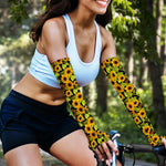 Hand Drawn Sunflower Pattern Print Sun Protection Arm Sleeves
