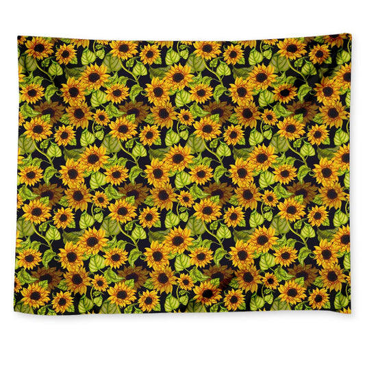 Hand Drawn Sunflower Pattern Print Tapestry