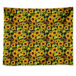 Hand Drawn Sunflower Pattern Print Tapestry