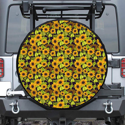 Hand Drawn Sunflower Pattern Print Tire Cover