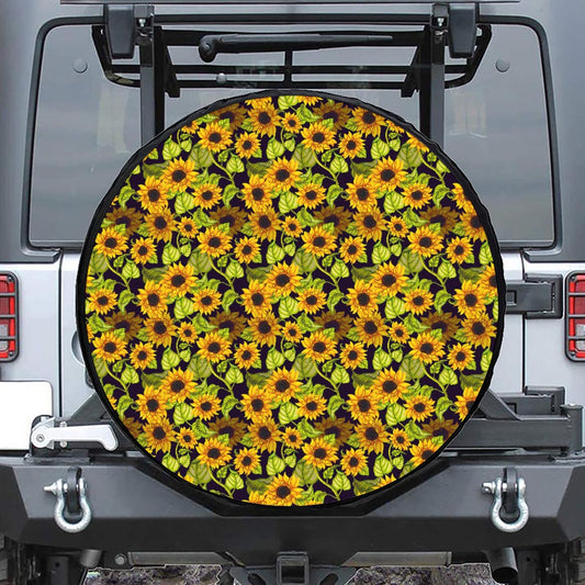 Hand Drawn Sunflower Pattern Print Tire Cover