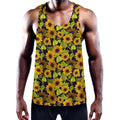 Hand Drawn Sunflower Pattern Print Men's Workout Tank Top