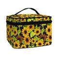 Hand Drawn Sunflower Pattern Print Travel Makeup Bag