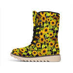 Hand Drawn Sunflower Pattern Print Winter Boots