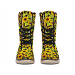 Hand Drawn Sunflower Pattern Print Winter Boots