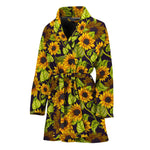 Hand Drawn Sunflower Pattern Print Women's Bathrobe
