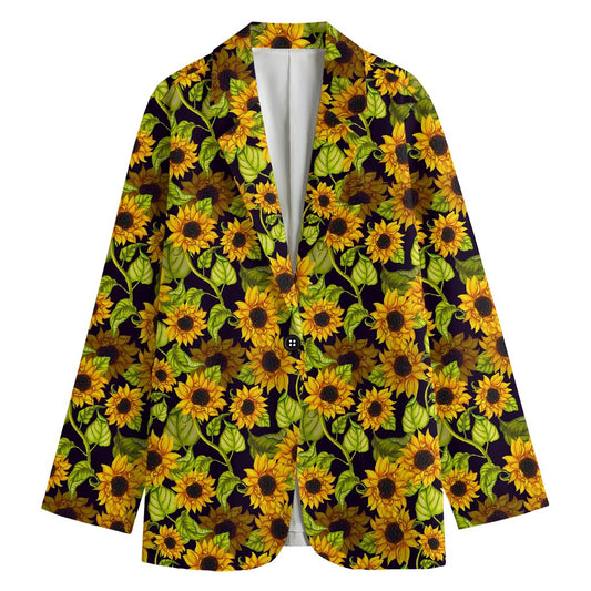Hand Drawn Sunflower Pattern Print Women's Blazer