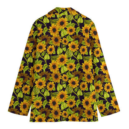 Hand Drawn Sunflower Pattern Print Women's Blazer